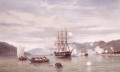 Jacob Eduard van Heemskerck van Beest Stoomschip Medusa forceert de doorgang door de Straat van Simonoseki tussen Kioe Sjioe en Hondo Japón